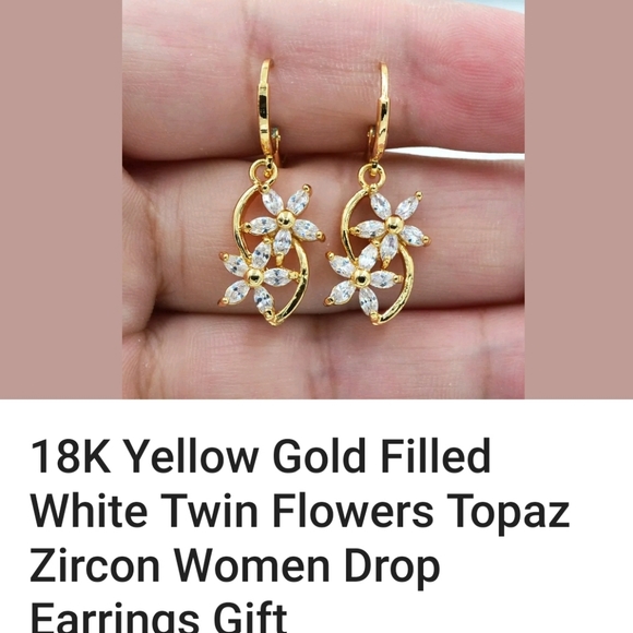 18kygf topaz flower earrings - Picture 2 of 2